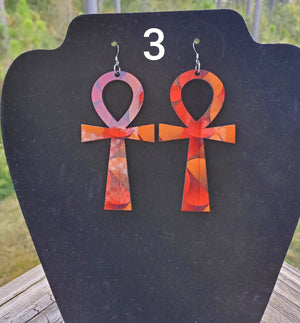 Ankara Pattern Ankh Earrings