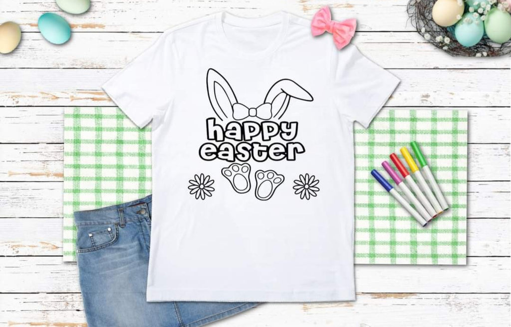 Girl Bunny Happy Easter Coloring Shirt