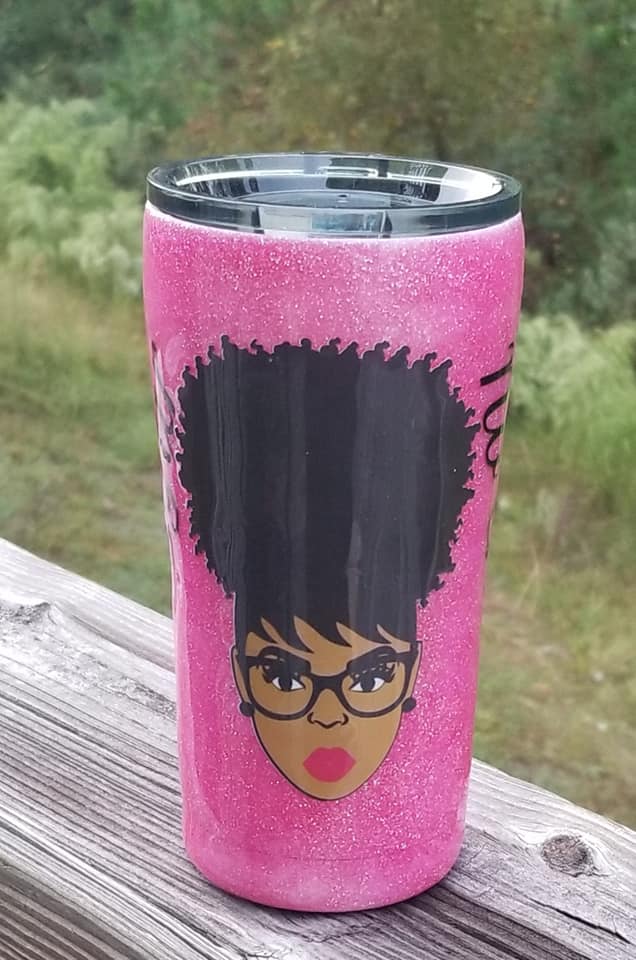 No Sugar No Cream Tumbler-Tumbler-Glitter Tumbler-African Ameican Girl-Afro Girl-For The Culture